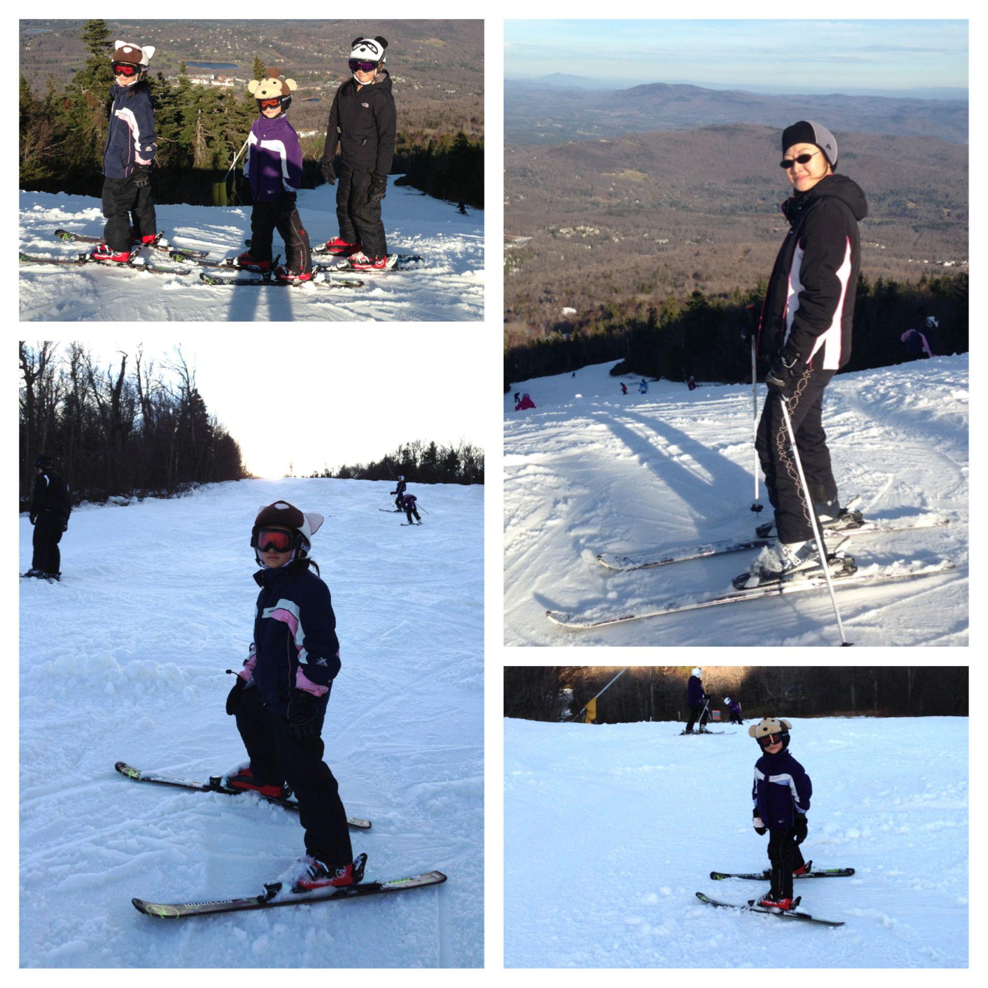 孩子與我今年的第一天滑雪，攝於佛蒙特州 Stratton Mountain, VT。