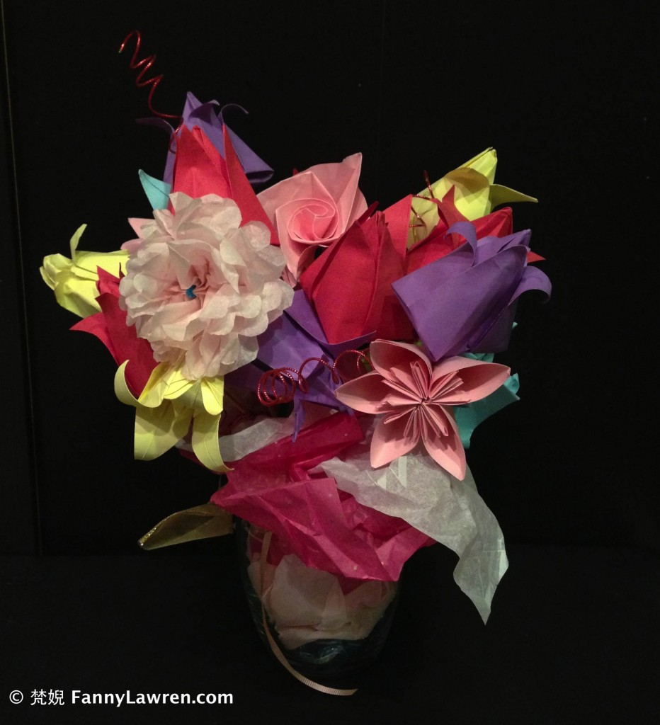 女兒年前給我親手摺製的手工花 valentines-flower-handmade
